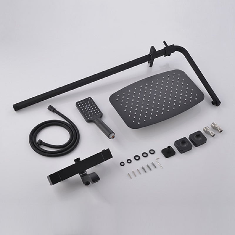 Modern Exposed Thermostastic Shower System Brushed Nickel Hand Shower & Tub Spout Brass window image