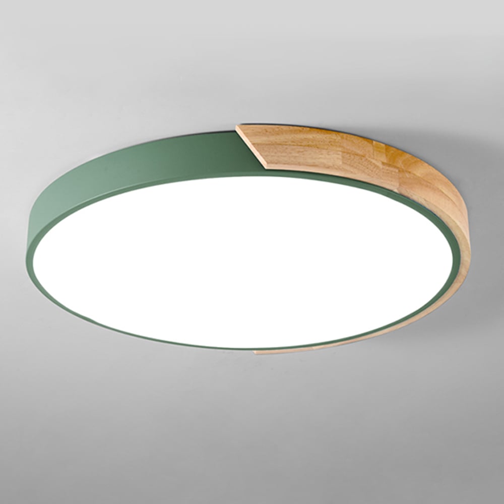 Modern LED Drum Small Flush Mount Ceiling Light Dimmable in Green window image
