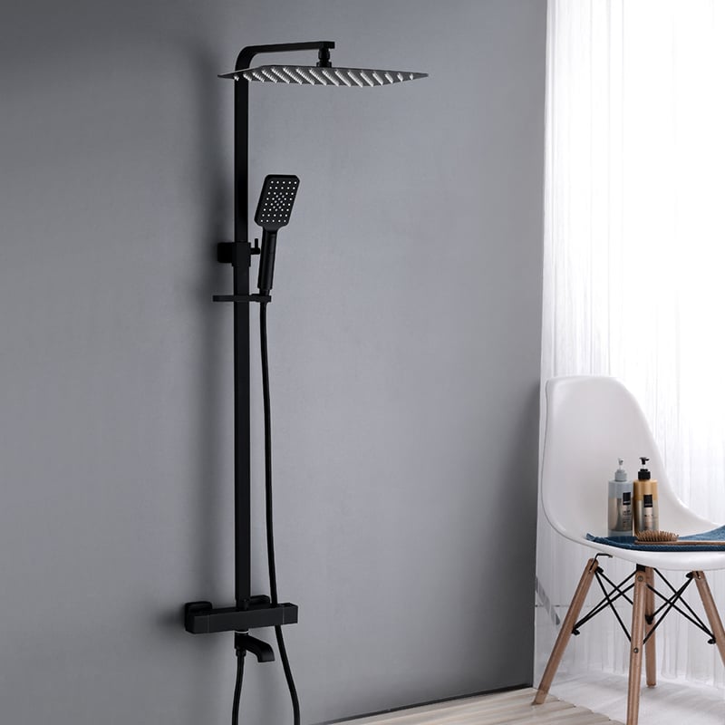 Modern Exposed Thermostastic Shower System Brushed Nickel Hand Shower & Tub Spout Brass window image