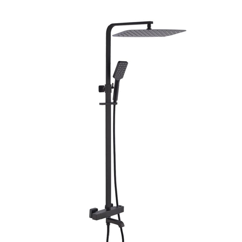 Modern Exposed Thermostastic Shower System Brushed Nickel Hand Shower & Tub Spout Brass window image