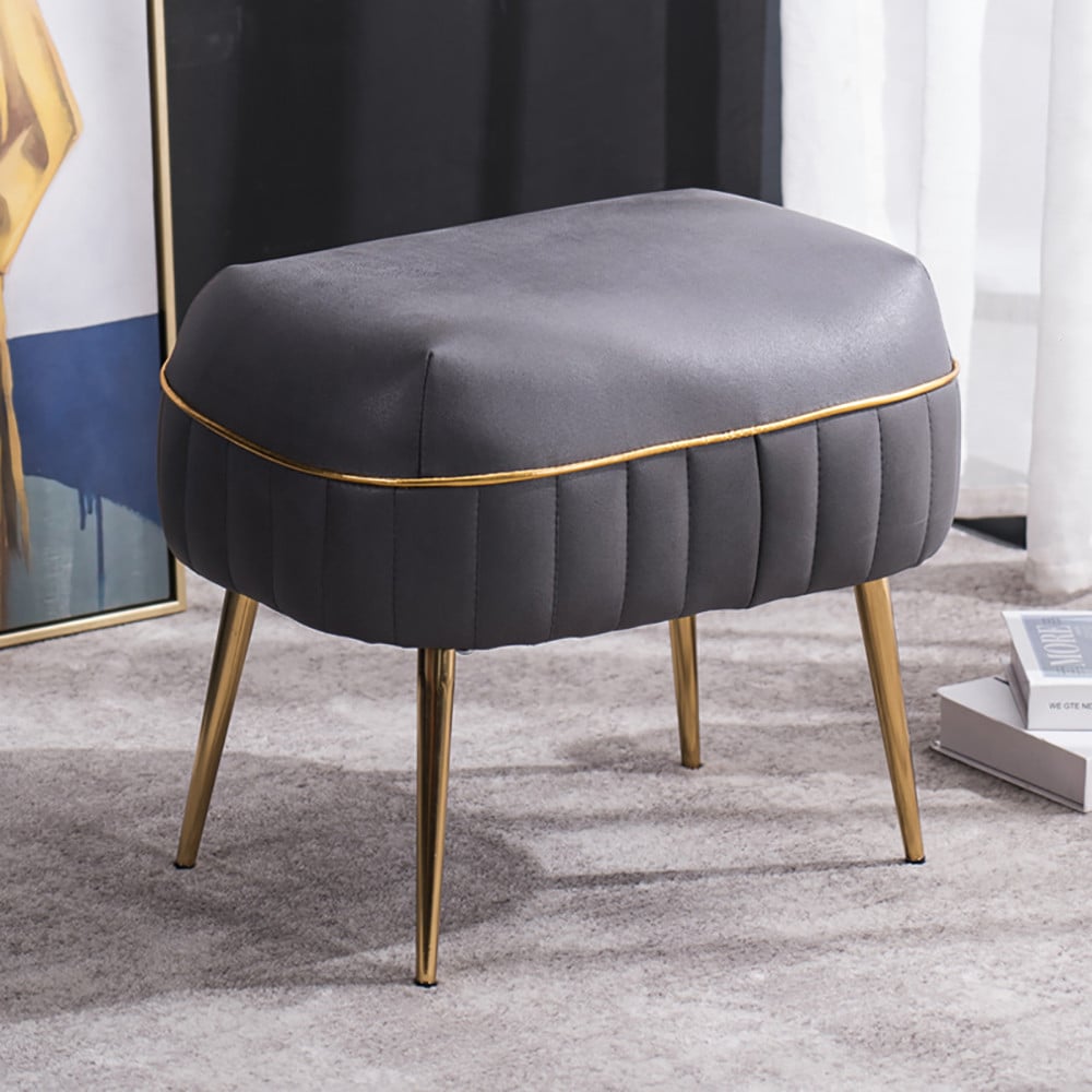 Contemporary Makeup Stool Leath-Aire Upholstered Ottoman window image