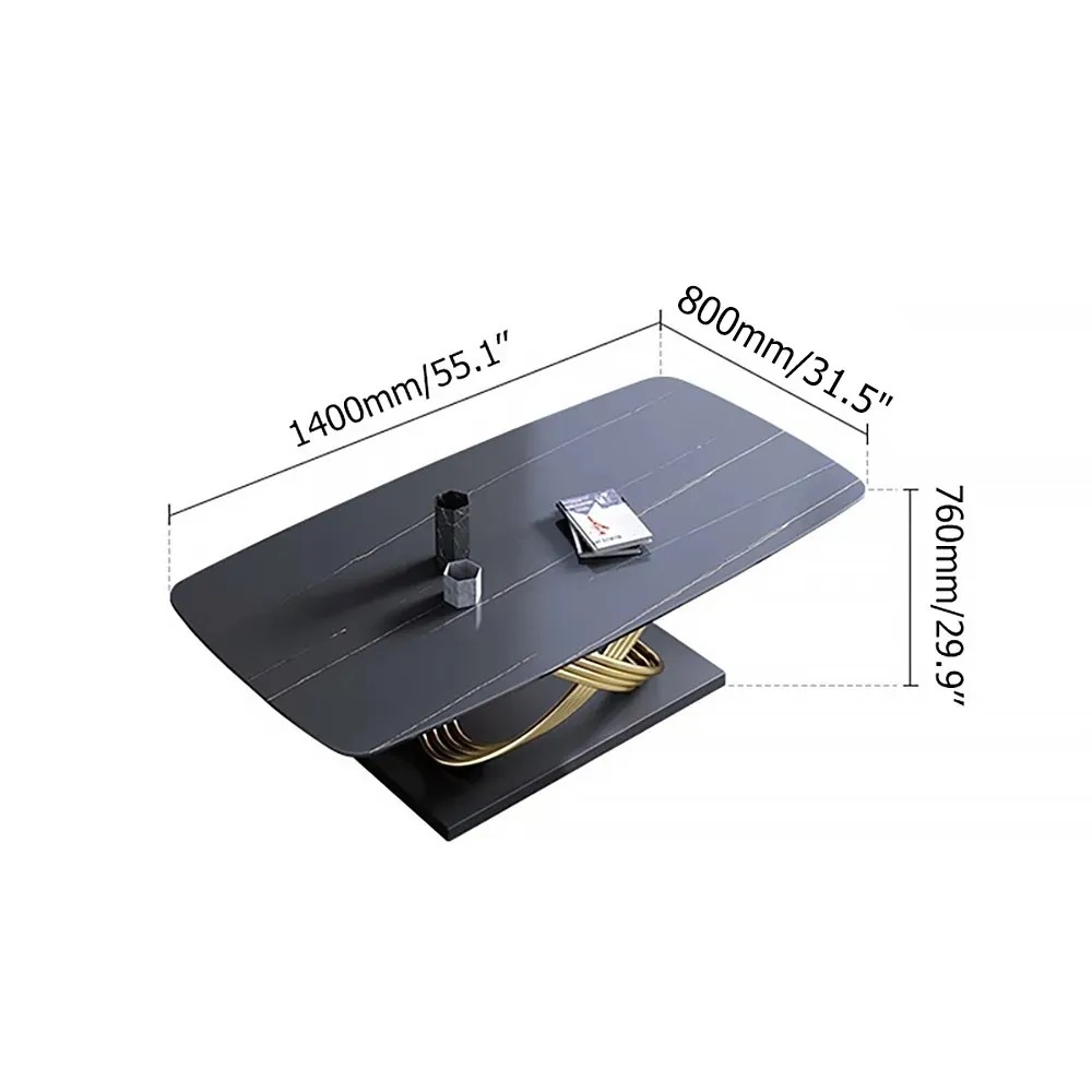 Table de salle à manger en marbre noir Table rectangulaire moderne minimaliste Poids, dimensions, image