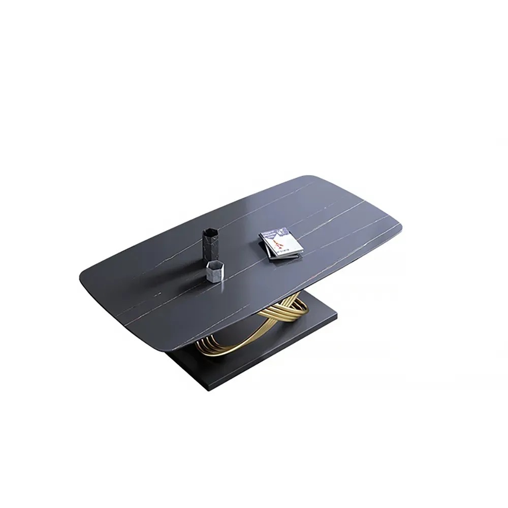 Table de salle à manger en marbre noir Table rectangulaire moderne minimaliste image de fenêtre