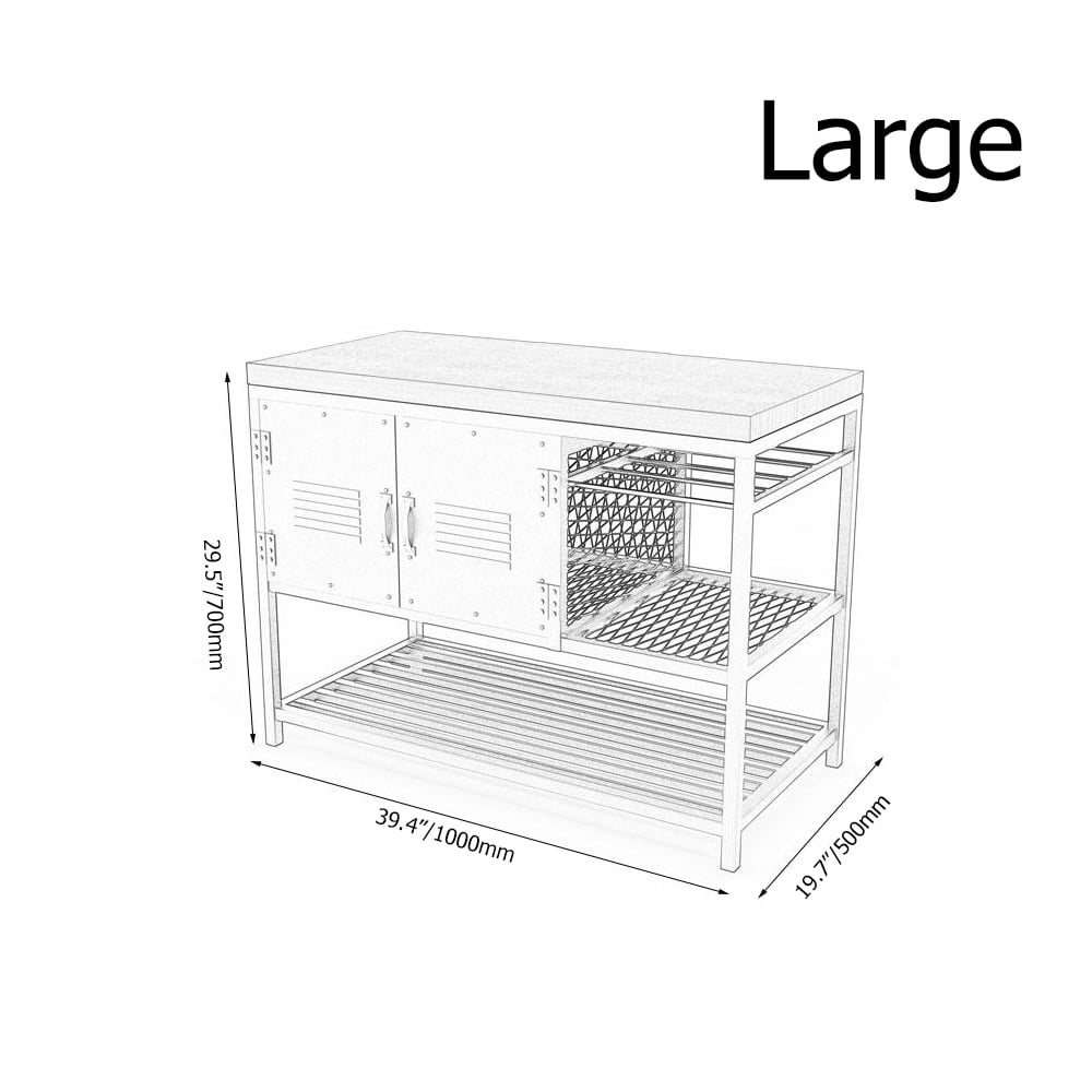 Industrial Free-Standing Bathroom Vanity Walnut & Black 3 Towel Shelves & 2 Doors window image