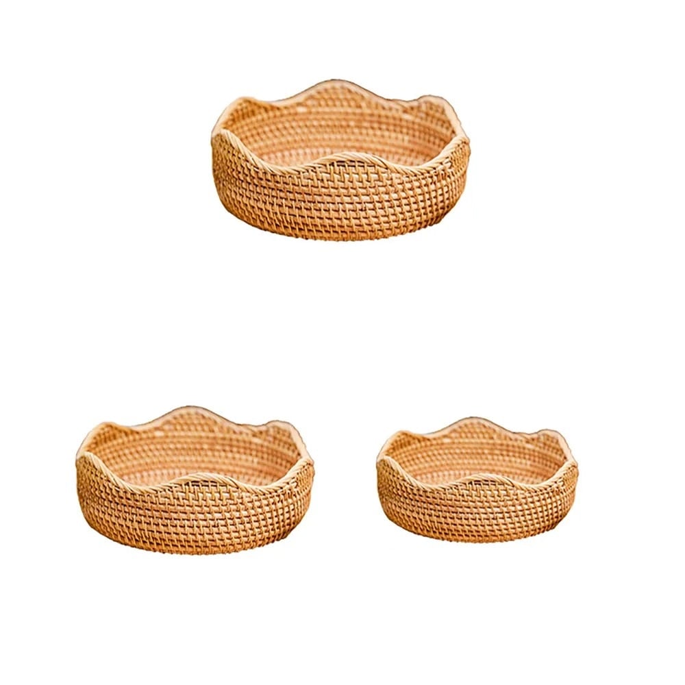 Rustic Fruit Bowl in Rattan Set of 3 window image
