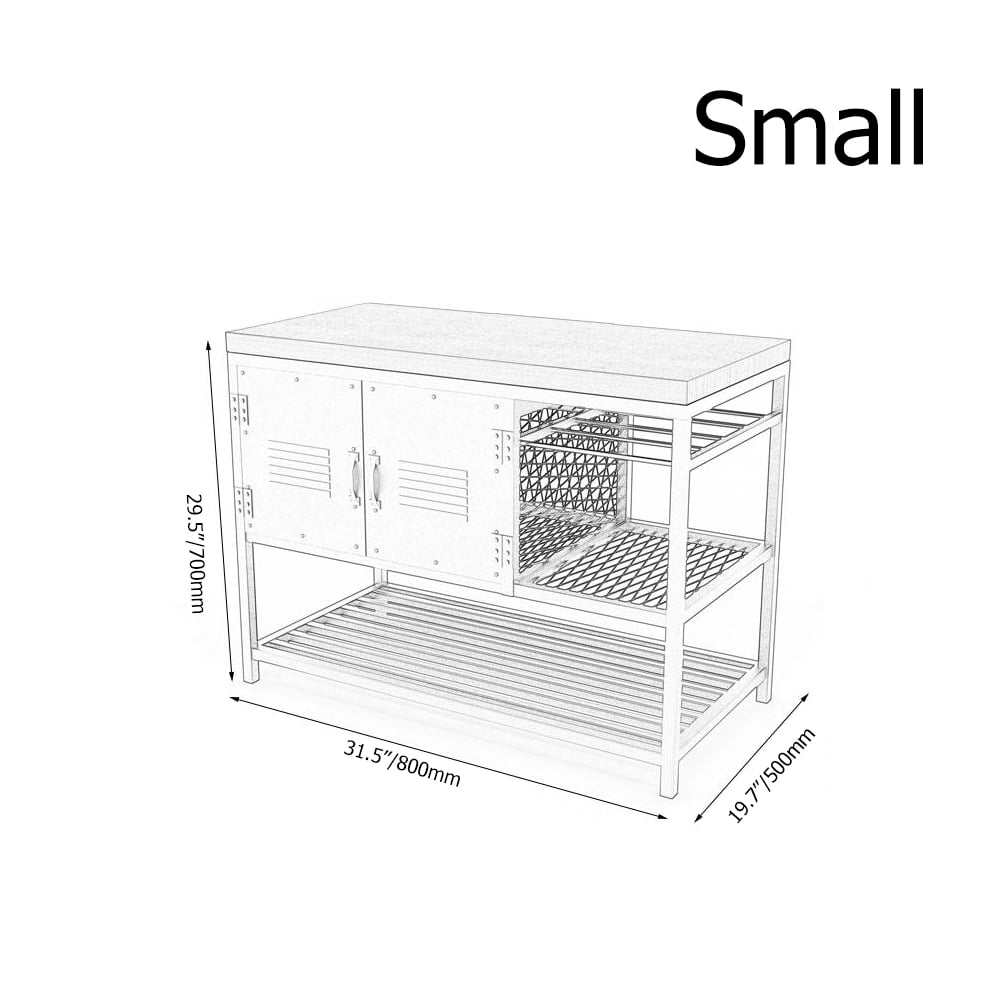 Industrial Free-Standing Bathroom Vanity Walnut & Black 3 Towel Shelves & 2 Doors window image