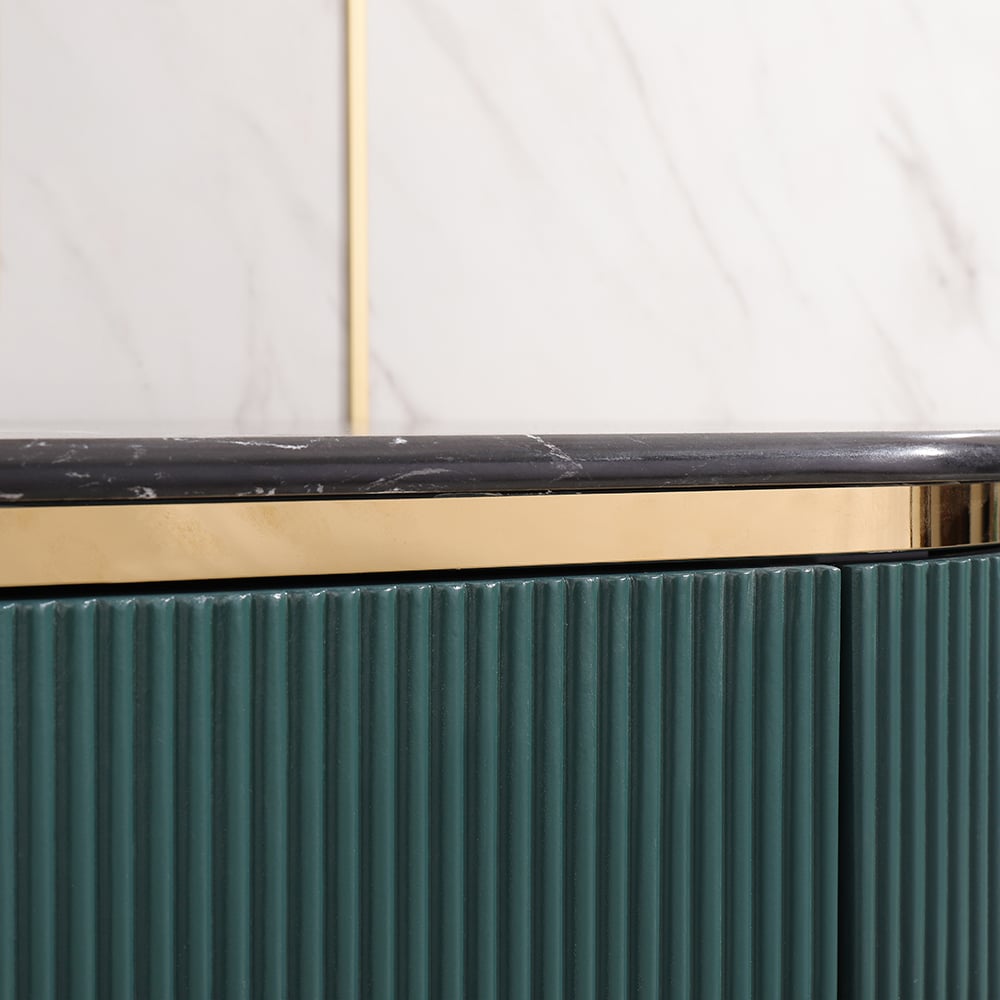 Minimalist Green Buffet Oval Faux Marble Top Sideboard 5 Doors & Shelves window image