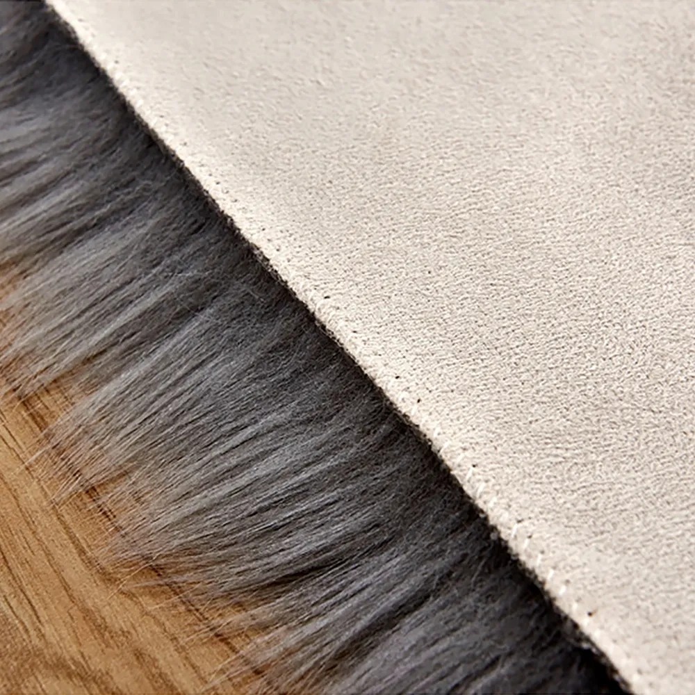 Modern Deep Gray Faux Fur Sheepskin Living Room Area Rug 3' x 6'｜Homary