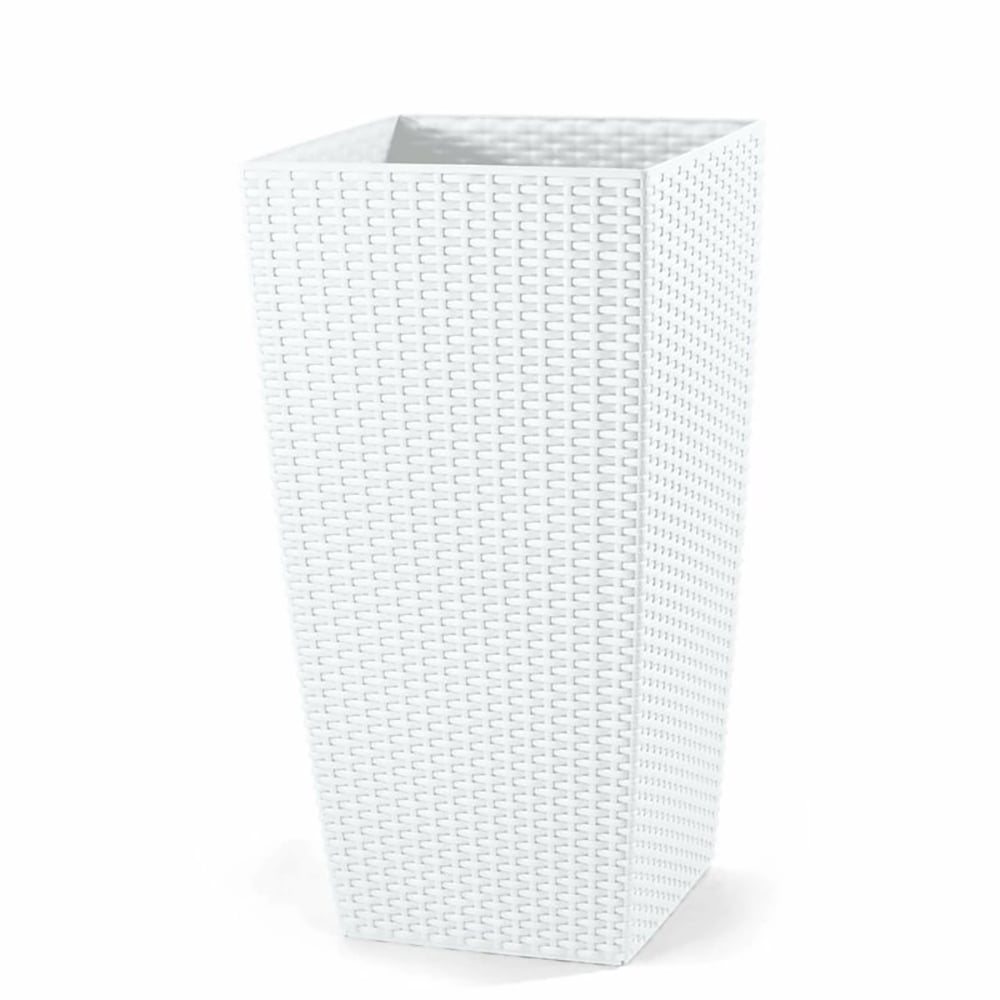Set of 2 Self Watering Planter Plastic Rattan Freestanding Flower Pot window image