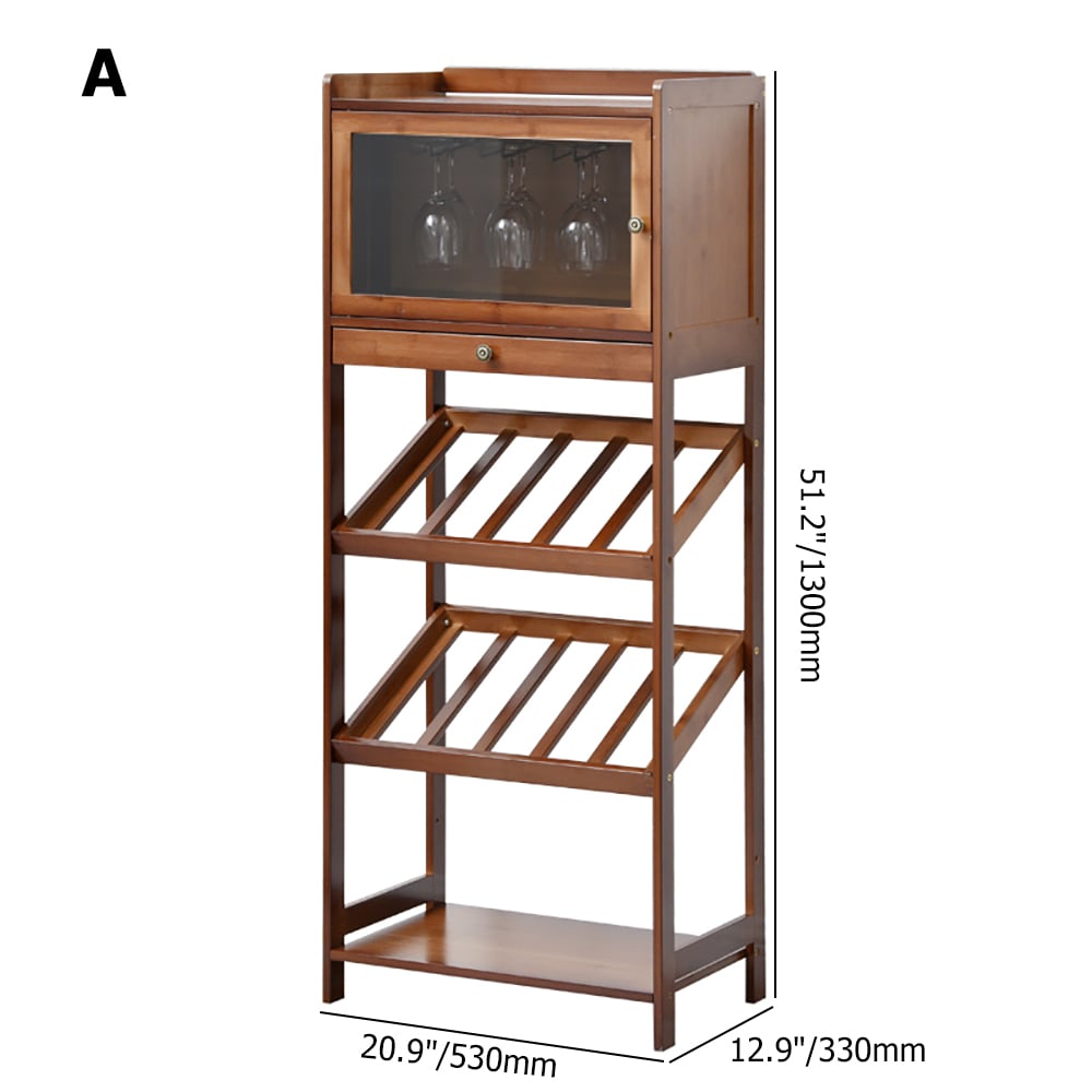 Rustic Modern Standing Wine Rack Shelves with Glass Rack -A window image