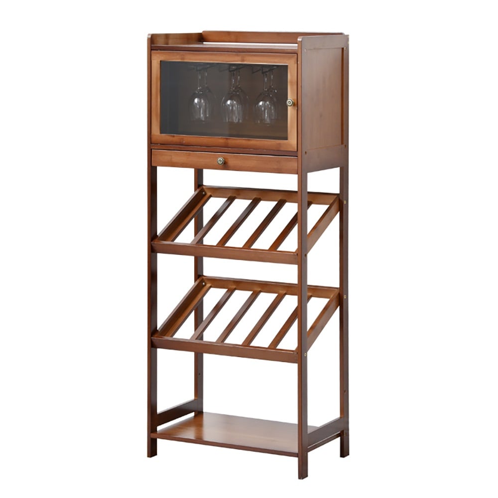Rustic Modern Standing Wine Rack Shelves with Glass Rack -A window image