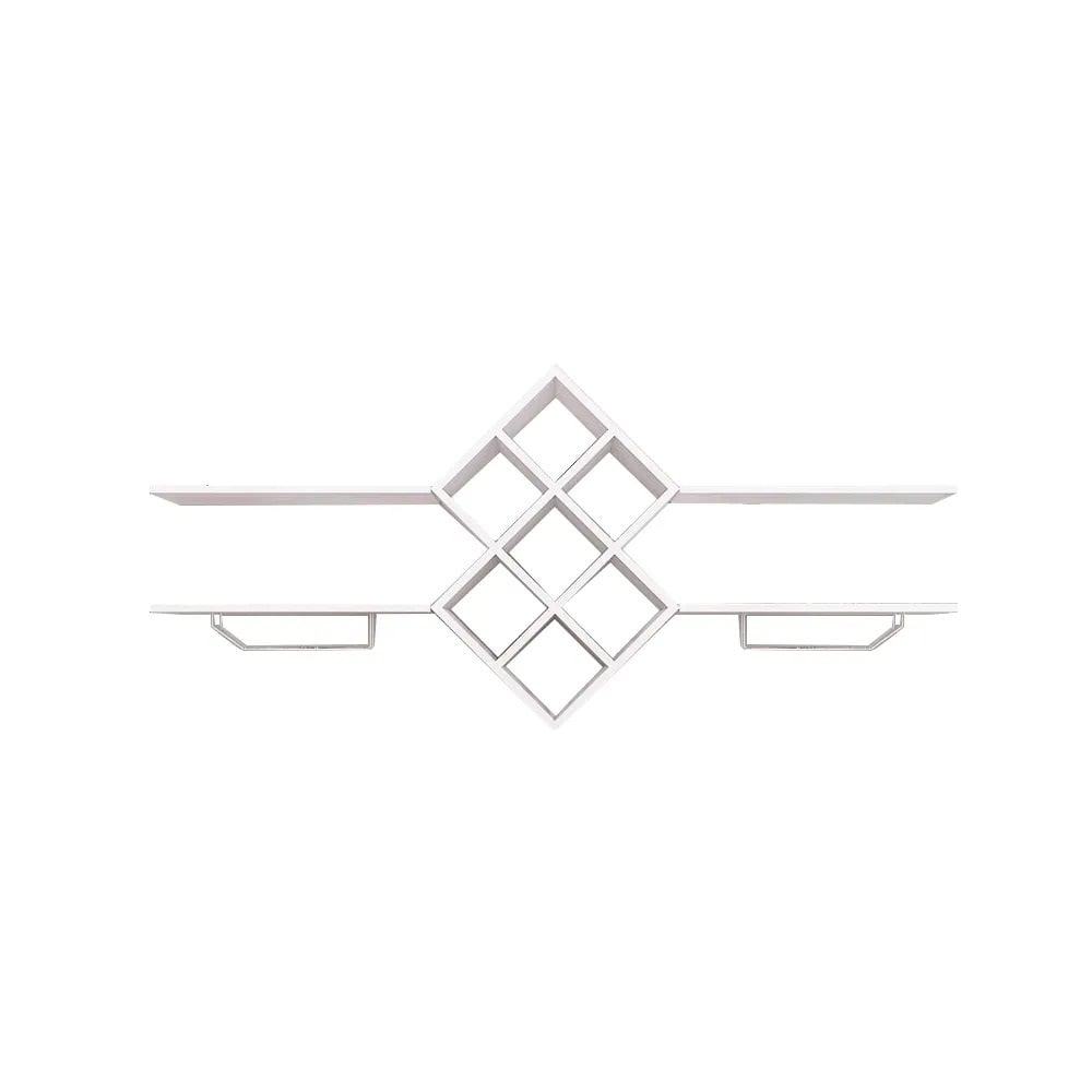 Eigentijds wandrek voor wijnplanken met glazen rek - wit Vensterafbeelding