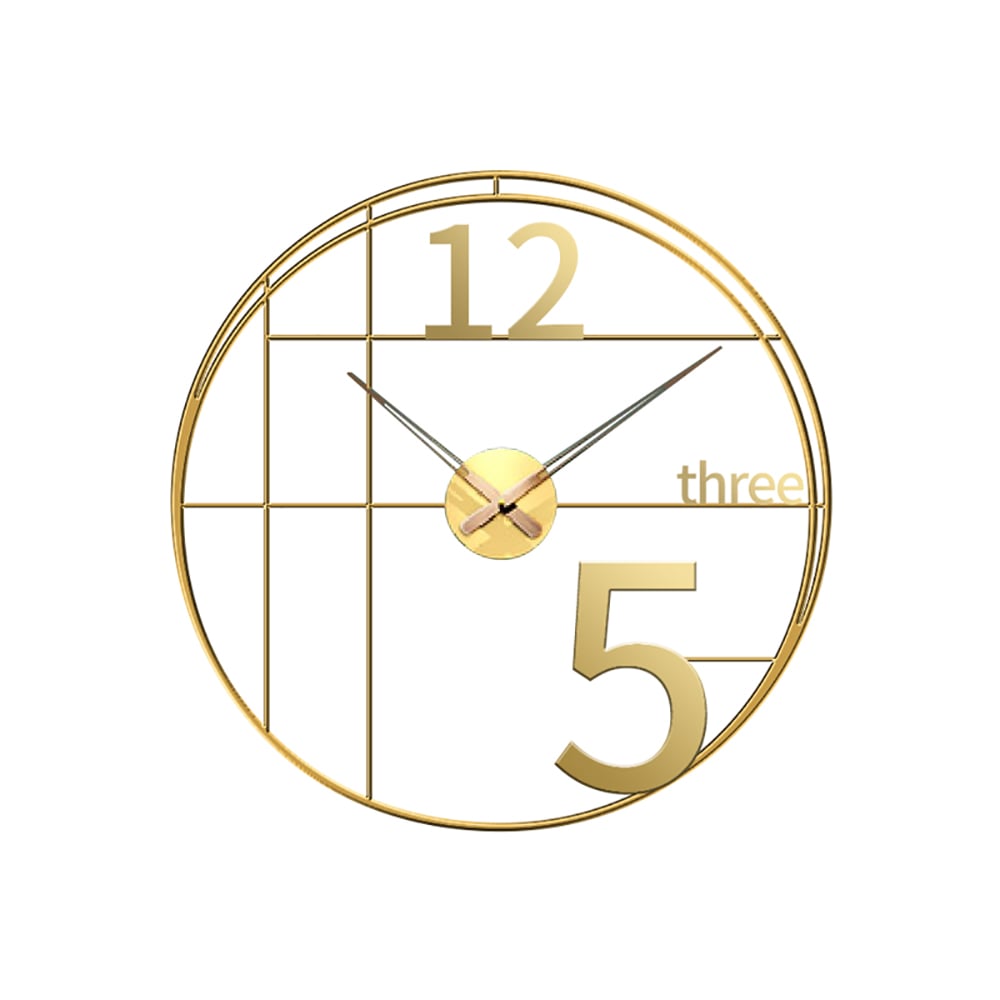 Gold 19.7" Golden 3D Modern Decorative Round Large Wall Clock｜Homary
