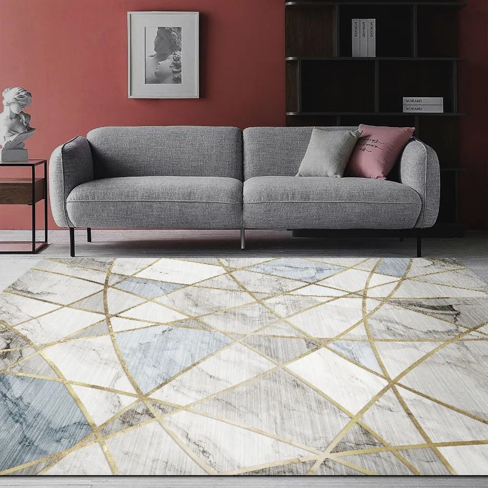 Blue Abstract Modern Rectangle Rug Indoor Area Rug 3'x5' window image