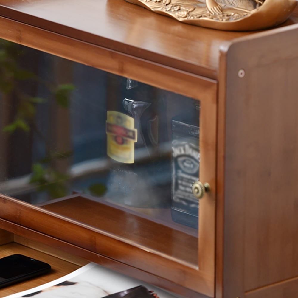 Rustic Modern Standing Wine Rack Shelves with Glass Rack -A window image