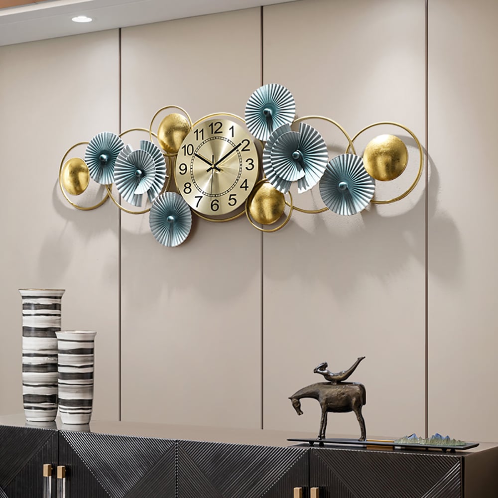 Metal Large Wall Clock with Creative Lotus Leaves Home Decor window image