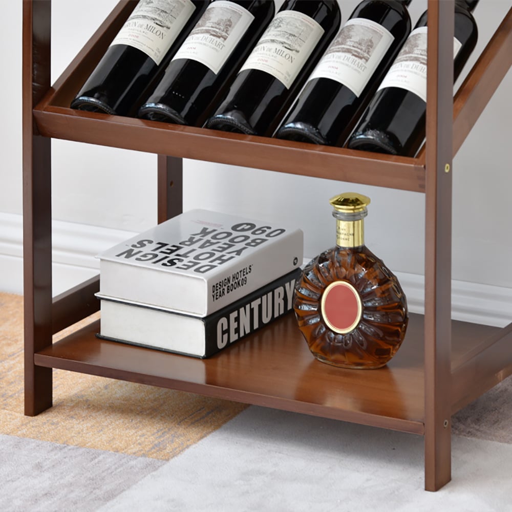 Rustic Modern Standing Wine Rack Shelves with Glass Rack -A window image