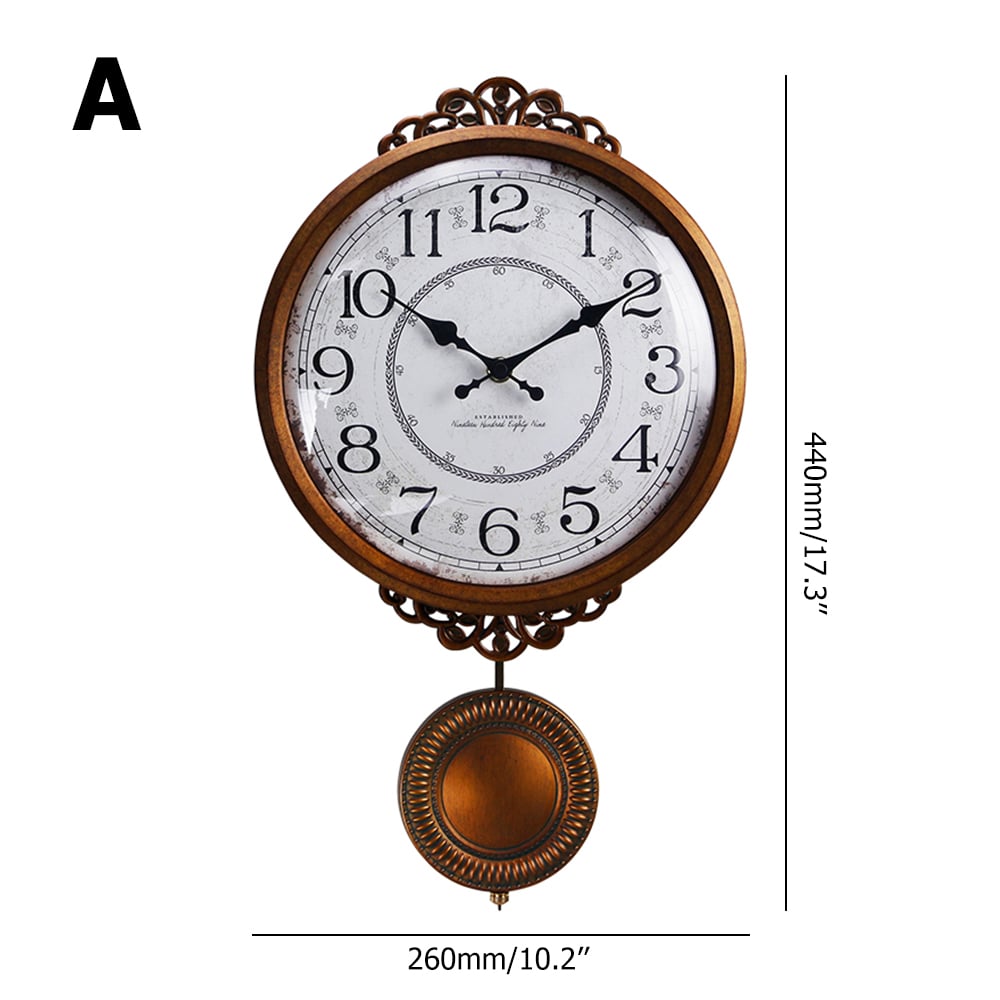 Hollow-out Floral Design Retro Wall Clock with Classical Pendulum window image