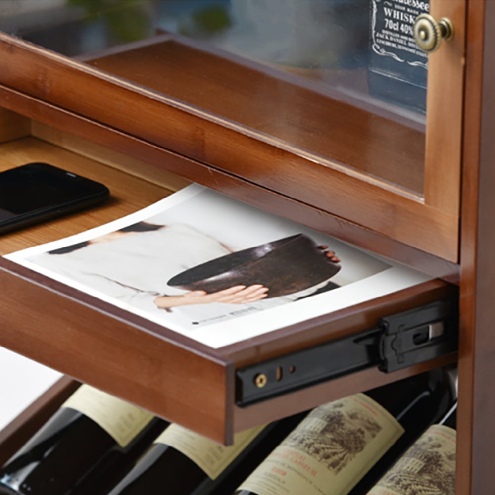 Rustic Modern Standing Wine Rack Shelves with Glass Rack -A window image