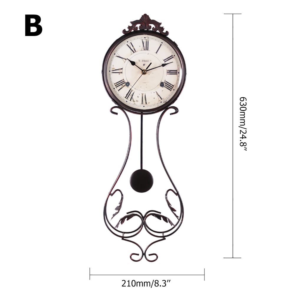 European Retro Style Wall Clock with Unique-Design Pattern Metal Frame window image