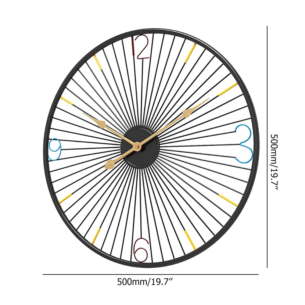 Black 500mm Nordic Simple Design Large Round Wall Clock Modern Home Decor window image