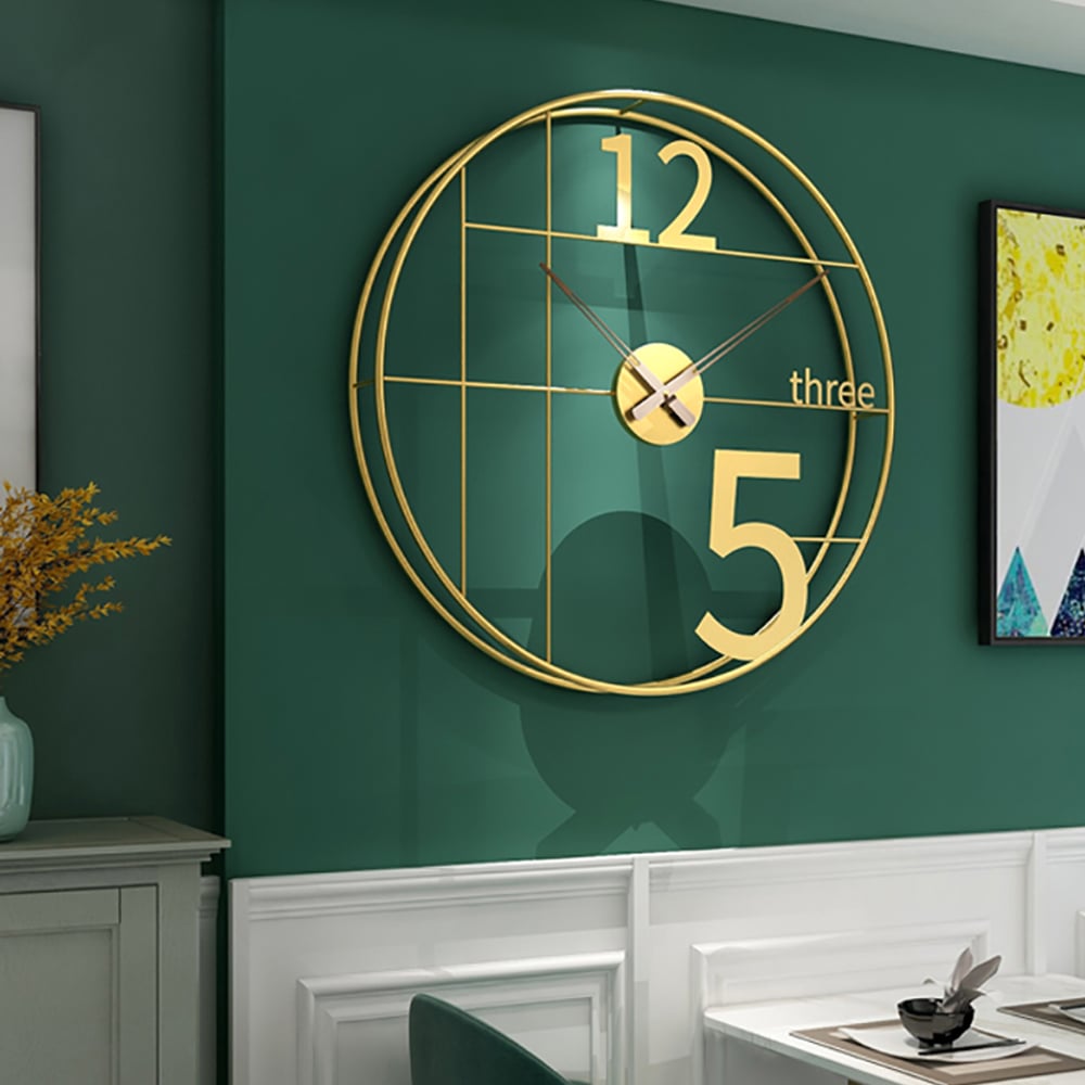 Gold 19.7" Golden 3D Modern Decorative Round Large Wall Clock｜Homary