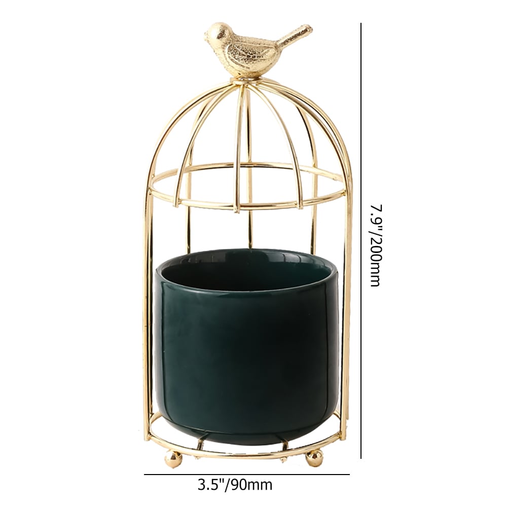 Bird Cage Utensil Organizer in Green&Gold/White&Gold-Green window image