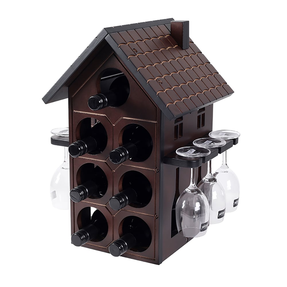 Retro Wine Rack Glass Rack in Black Walnut Style A window image