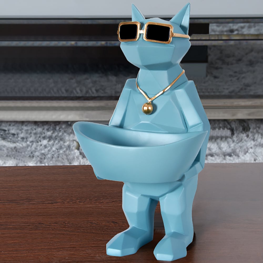 Modern Sunglasses Cat Desk Organizer Key Organizer for Entryway-Blue window image