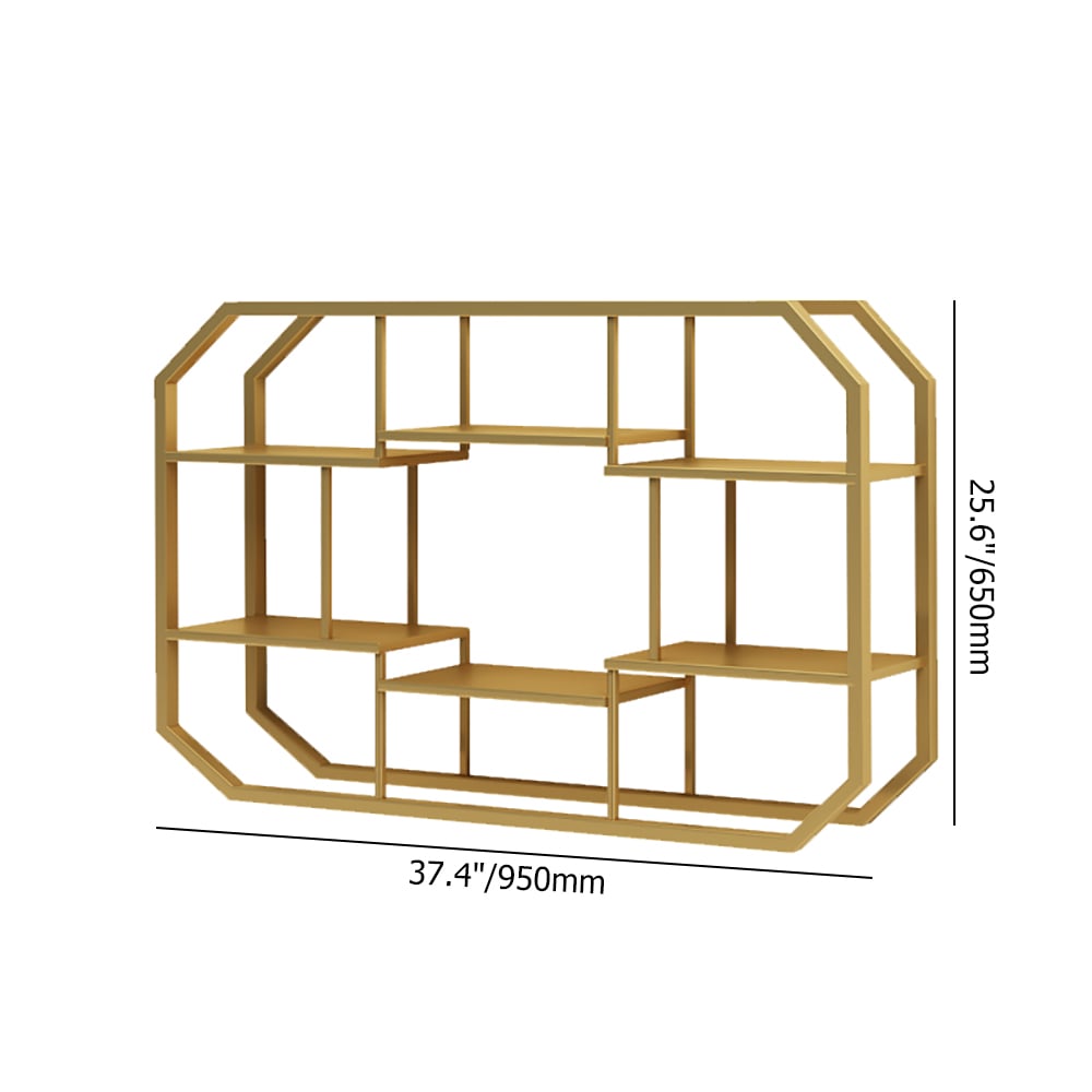 Moderne geometrie 6-laags zwevende planken voor studie in goud Vensterafbeelding
