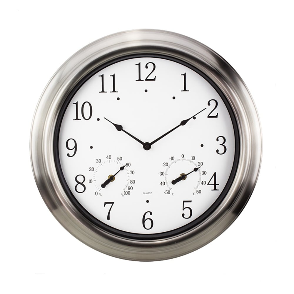 18.1" Modern Fashion Oversized Wall Clock with Thermometer Hygrometer window image