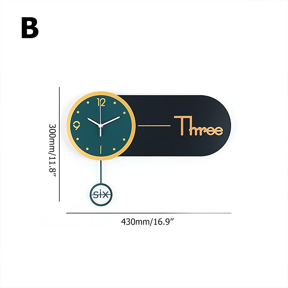 Style B Geometric Round Modern Wall Clock with Pendulum window image