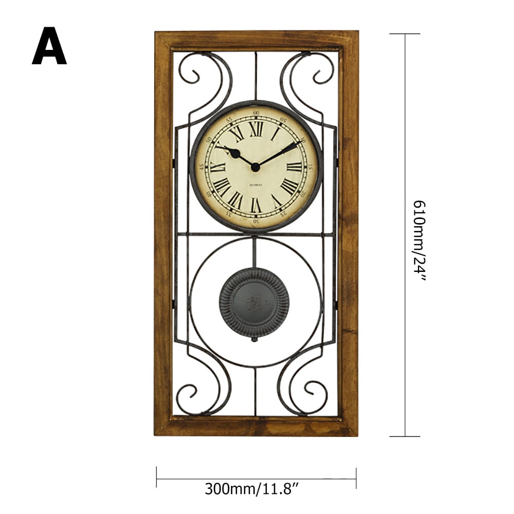 Retro Geometry Wall Clock with Rectangular Wooden Frame window image