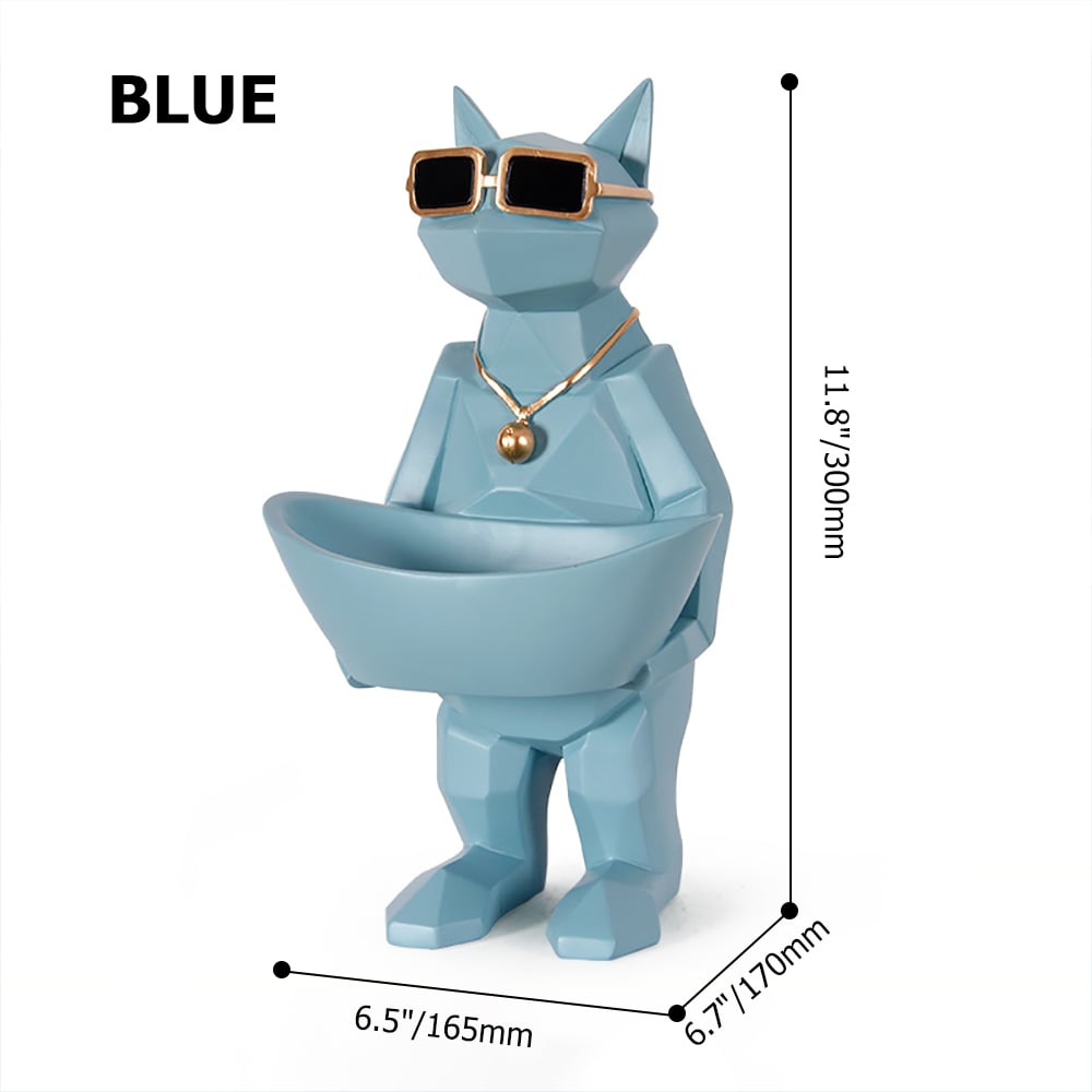 Modern Sunglasses Cat Desk Organizer Key Organizer for Entryway-Blue window image