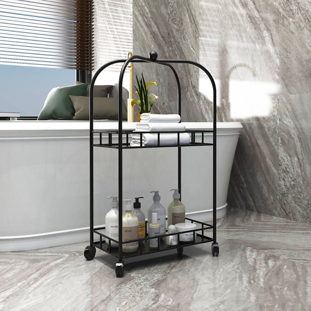 2 Tier Modern Gold Metal Storage Rolling Cart window image