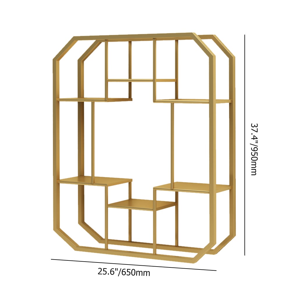 Modern Geometry 6-Tiered Floating Shelves for Study in Gold window image