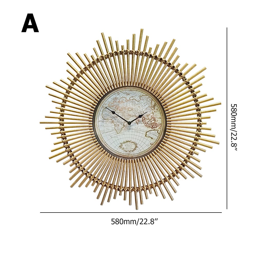 22.8" Oversized Creative Sunburst-Shape Bamboo Wall Clock window image
