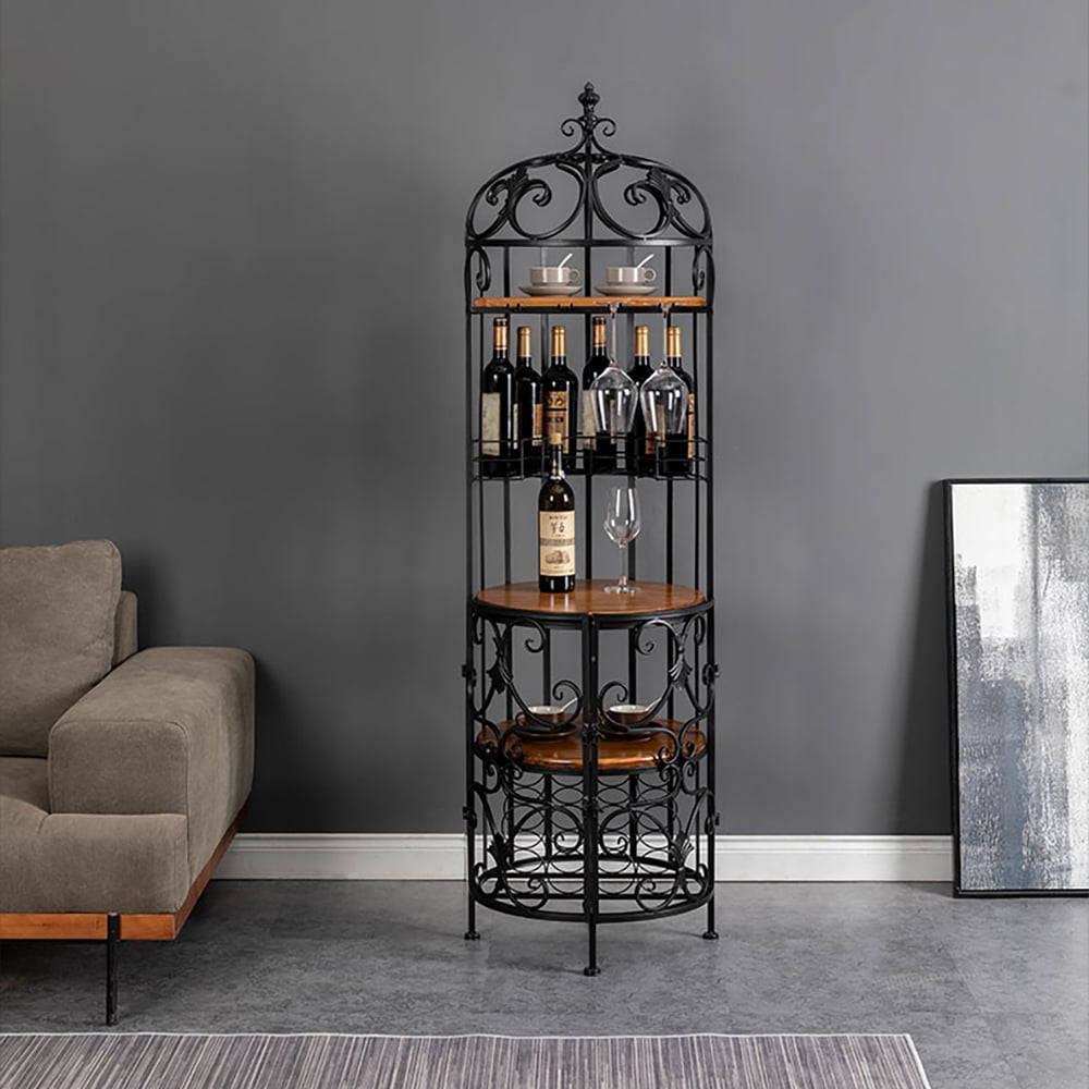 Metal Wine Rack Nest-Shaped with Wine Glass Rack with Doors window image