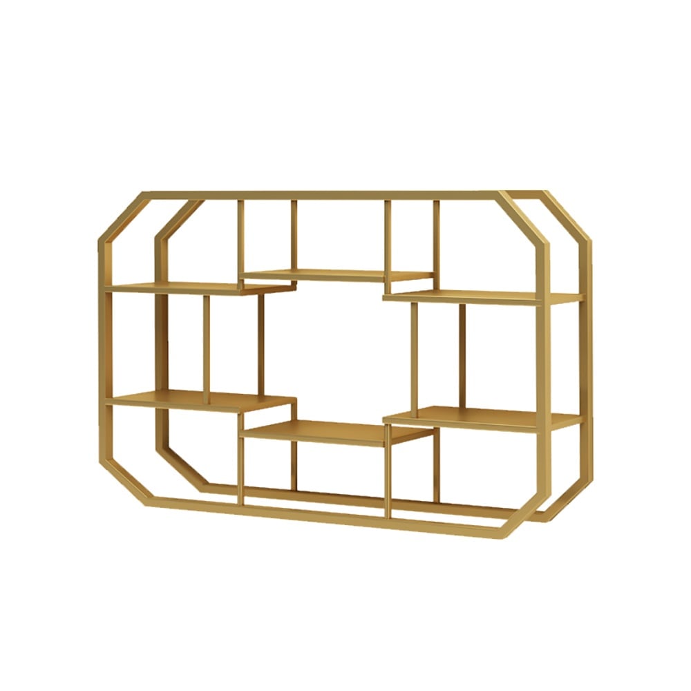 Moderne geometrie 6-laags zwevende planken voor studie in goud Vensterafbeelding