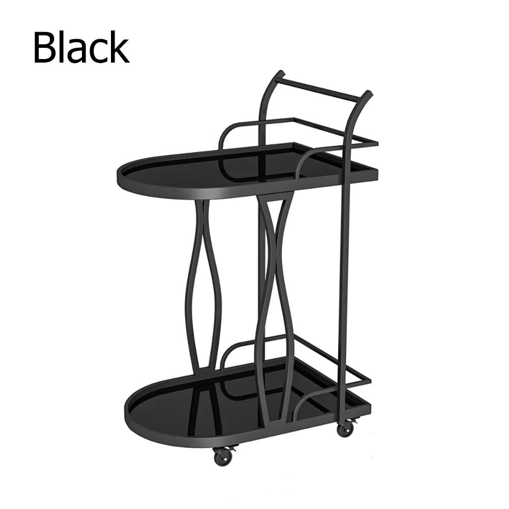 Black Modern Bar Cart with Tempered Glass & Metal Frame window image