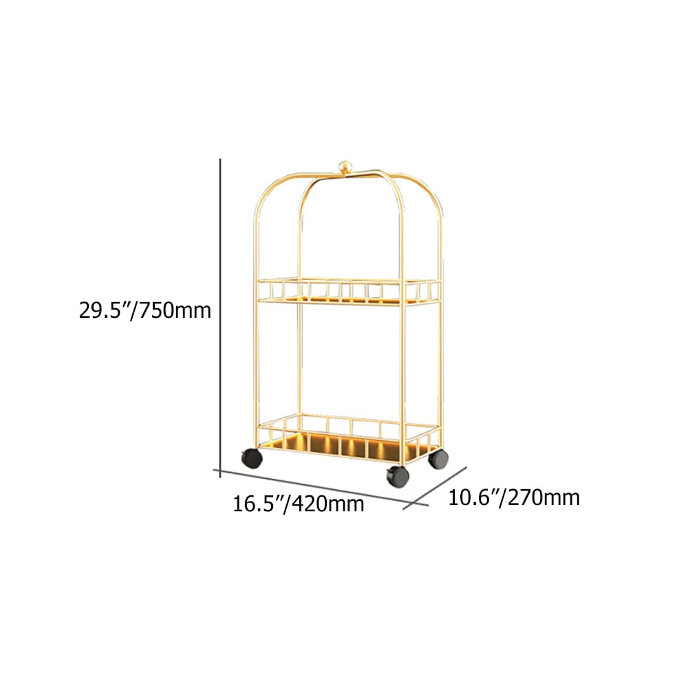 2 Tier Modern Gold Metal Storage Rolling Cart window image