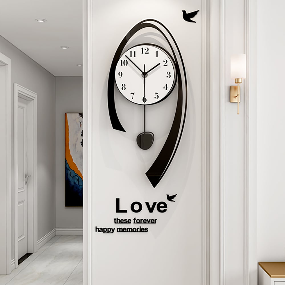 Black & White Nordic Light Luxury Style Modern Simple Wall Clock Home Background Decor window image