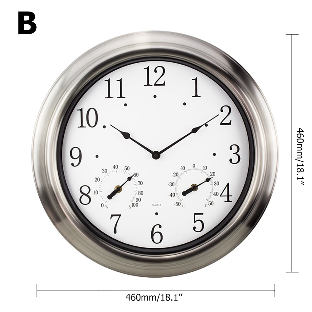 18.1" Modern Fashion Oversized Wall Clock with Thermometer Hygrometer window image