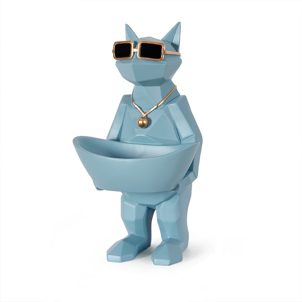 Modern Sunglasses Cat Desk Organizer Key Organizer for Entryway-Blue window image