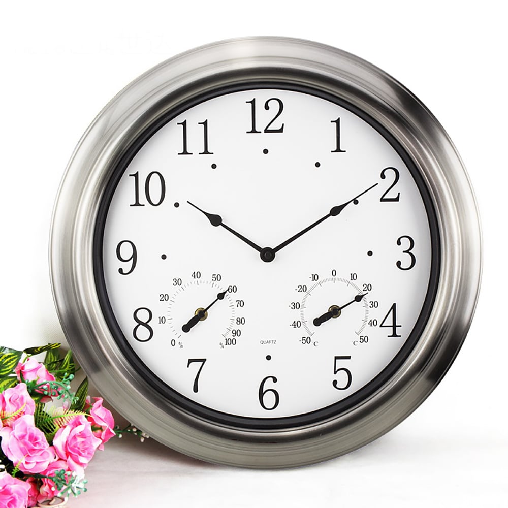 18.1" Modern Fashion Oversized Wall Clock with Thermometer Hygrometer window image