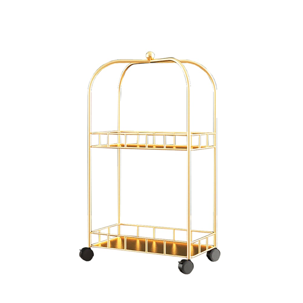 2 Tier Modern Gold Metal Storage Rolling Cart window image