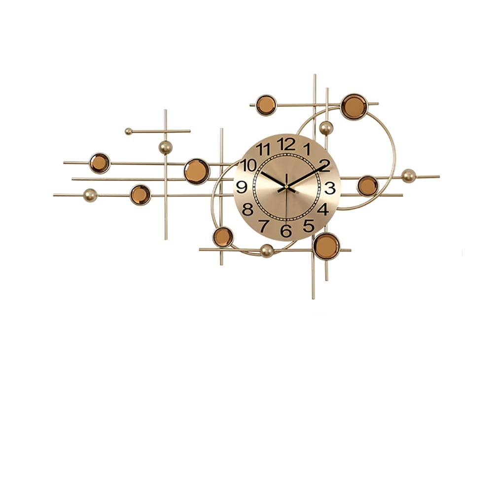 Style B 3D Creative Golden Large Wall Clock with Yellow Crystal Decoration window image