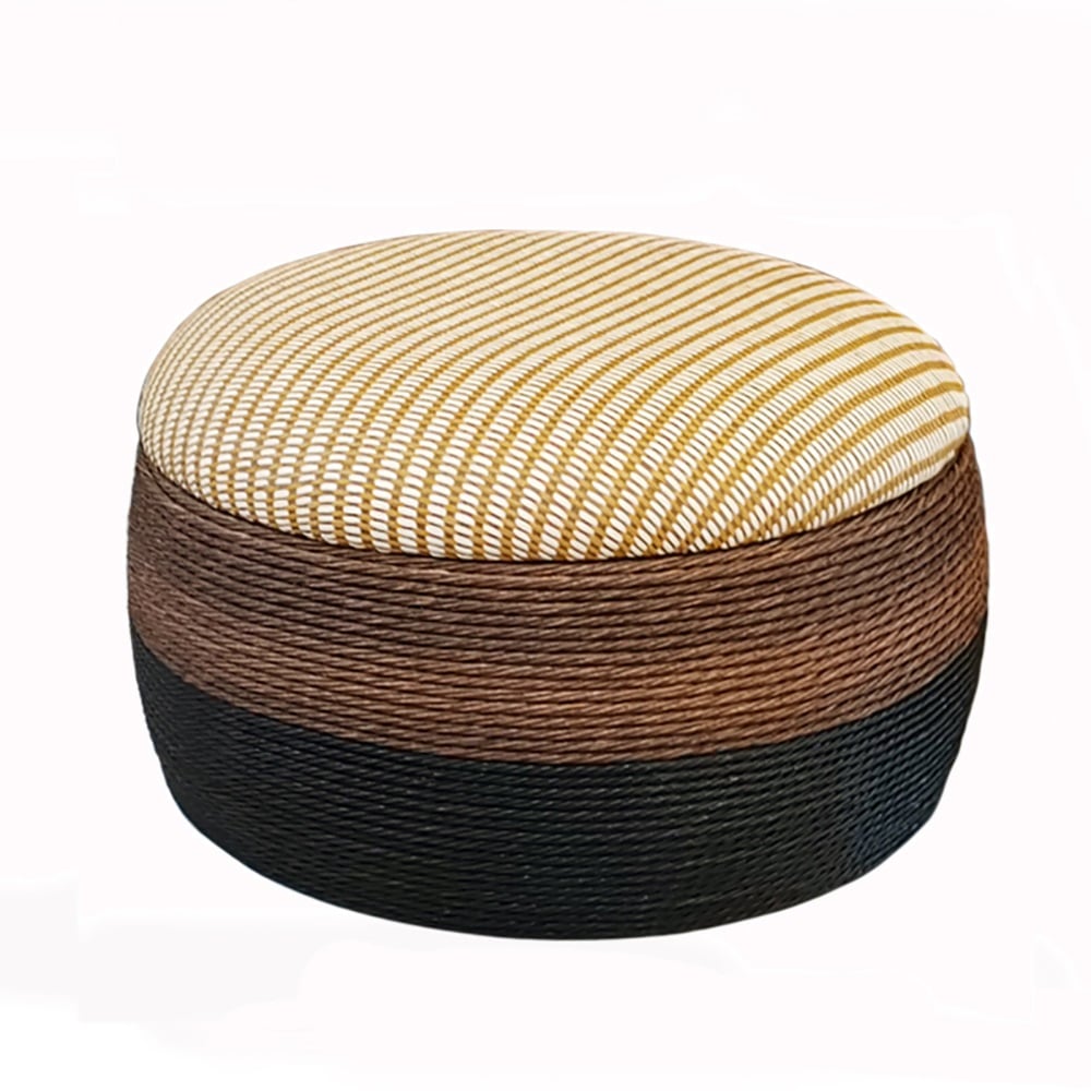 Tabouret de jardin 399,1 mm Tricolore Chanvre, marron et noir en forme de tambour chinois image de fenêtre