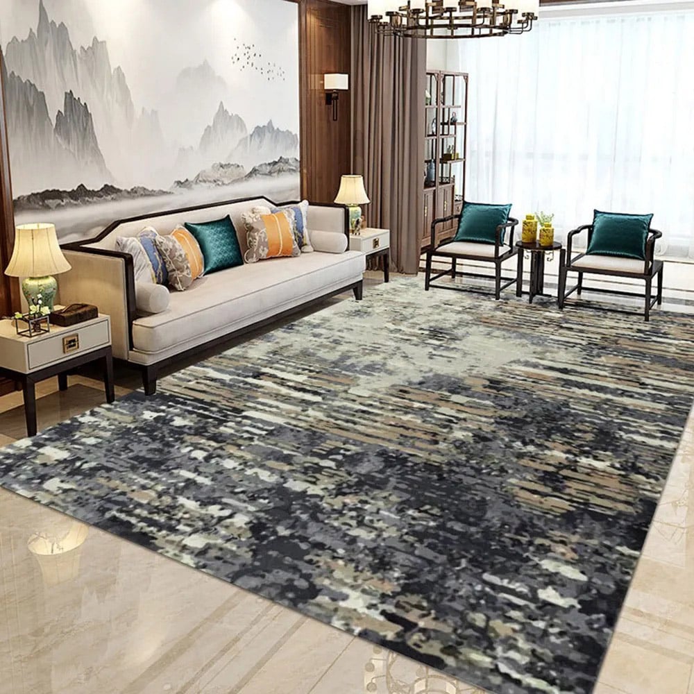 Abstract Modern Multi-color Rug Rectangle Indoor Area Rug 5'x7' window image