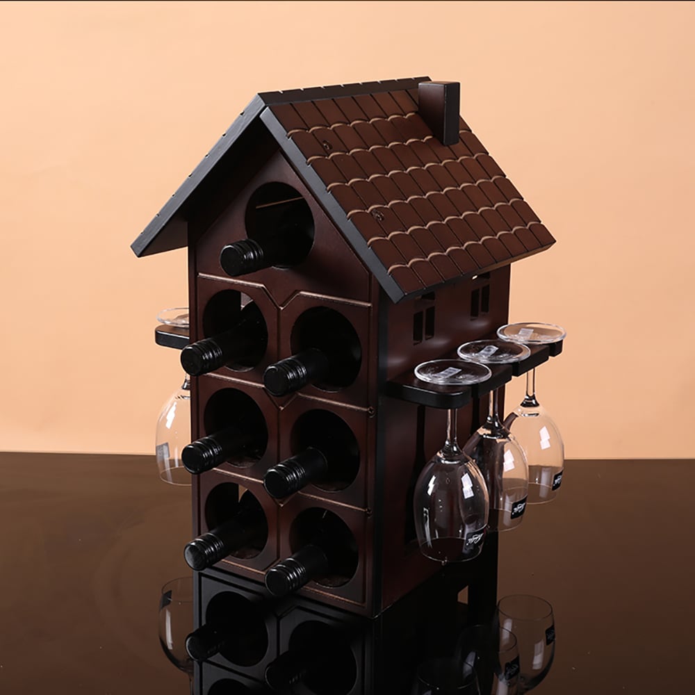 Retro Wine Rack Glass Rack in Black Walnut Style A window image